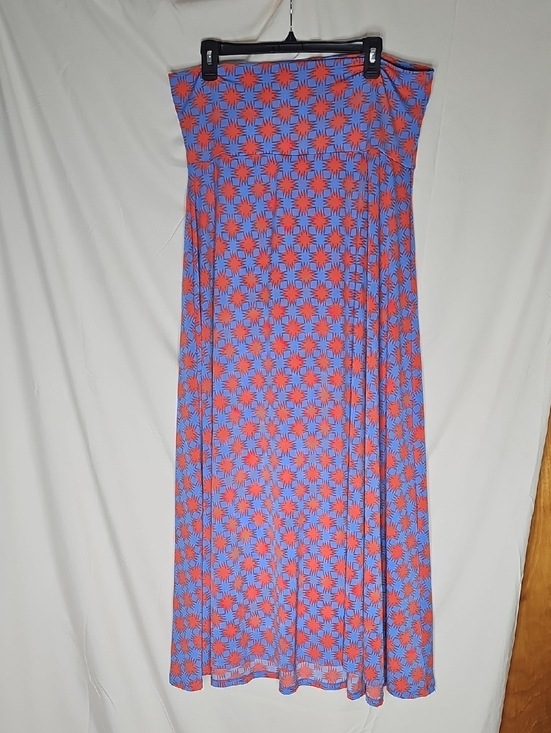 LuLaRoe Dresses & Skirts - LuLaRoe Maxi Skirt in Coral and Periwinkle Geometric